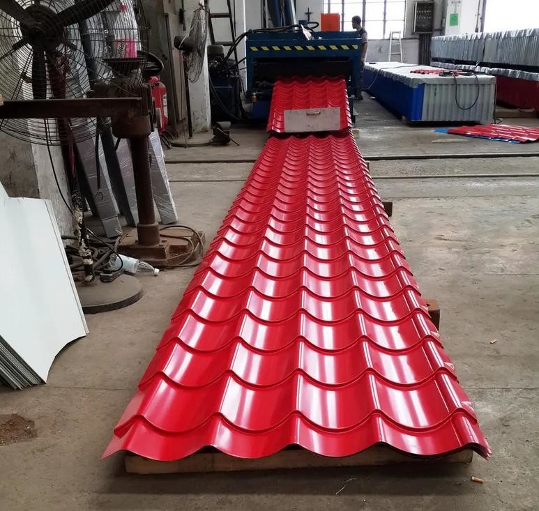 Red Steel 0.4mm Galvanized Roofing Sheet Glazed Tile Type 25-210-1050mm