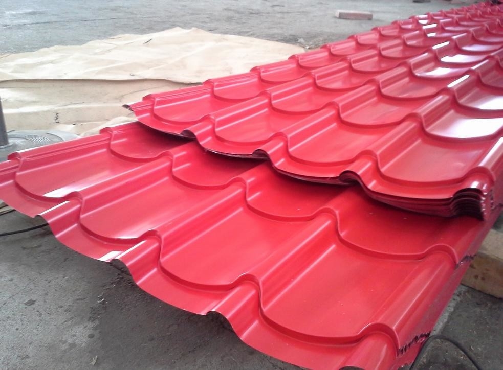 Red Steel 0.4mm Galvanized Roofing Sheet Glazed Tile Type 25-210-1050mm