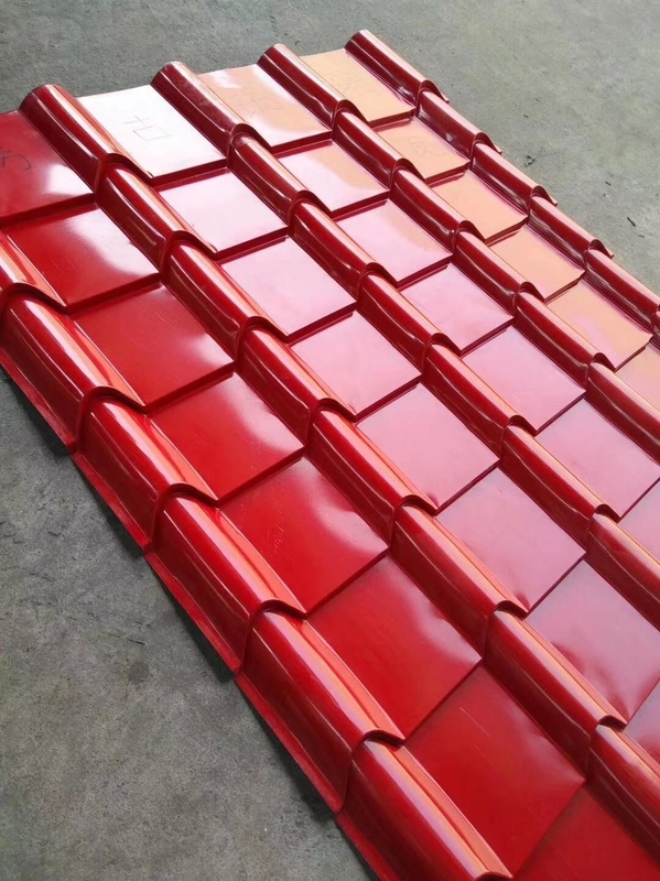 Red Steel 0.4mm Galvanized Roofing Sheet Glazed Tile Type 25-210-1050mm