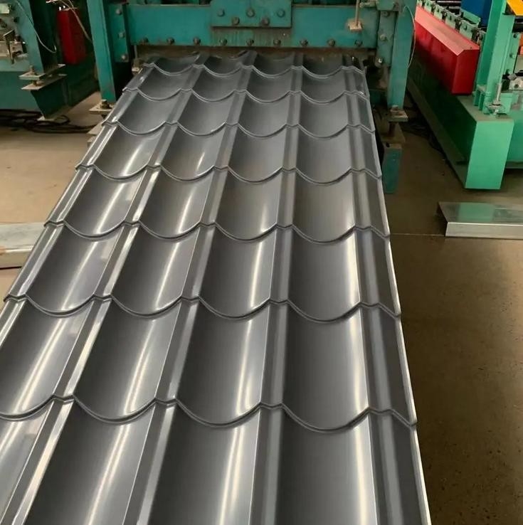 Gray Steel 0.4mm Galvanized Roofing Sheet Glazed Tile Type 28-207-828mm