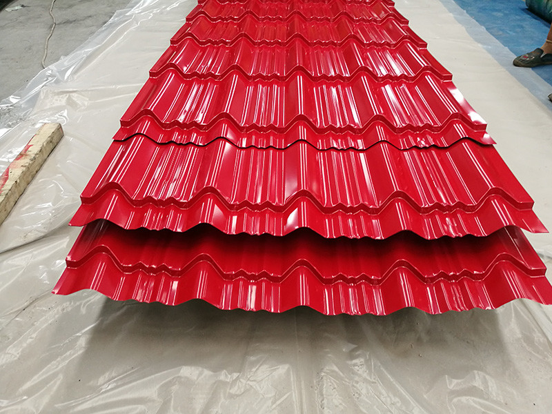 Red Steel 0.4mm Galvanized Roofing Sheet Glazed Tile Type 25-210-1050mm